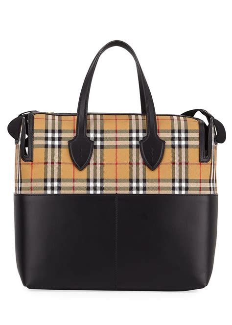 Burberry Kingswood Vintage Check & Leather Diaper Bag